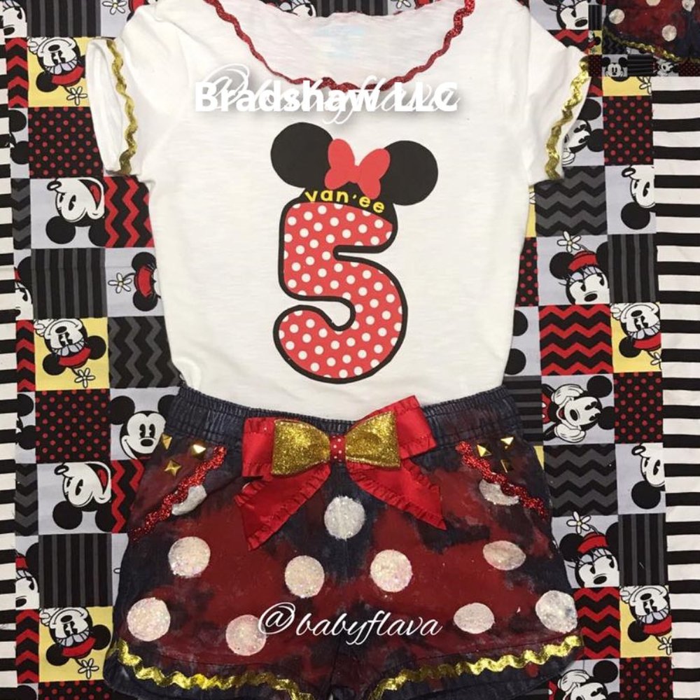 Red Minnie Mouse Personalized or Birthday outfit